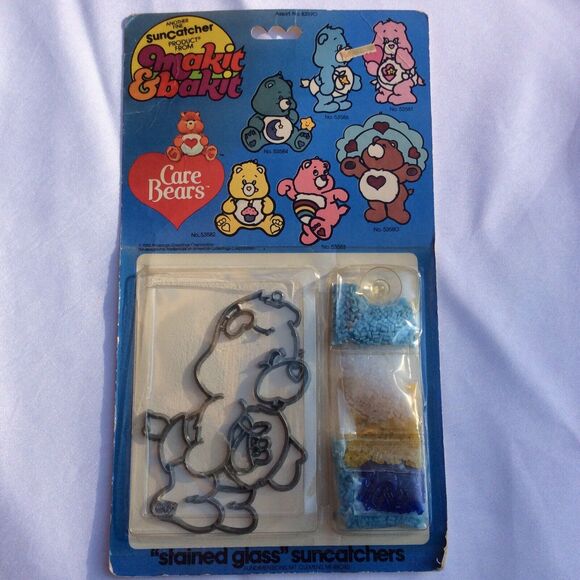 Vintage 1984 Care Bears “Baby Tugs” Makit & Bakit Stained Glass Suncatcher Kit - Picture 1 of 4